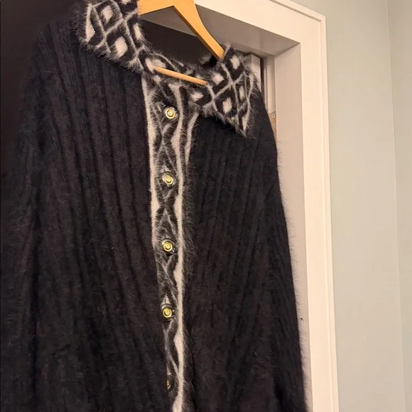 Elegant angora Black Long Sweater Coat size Xl tall